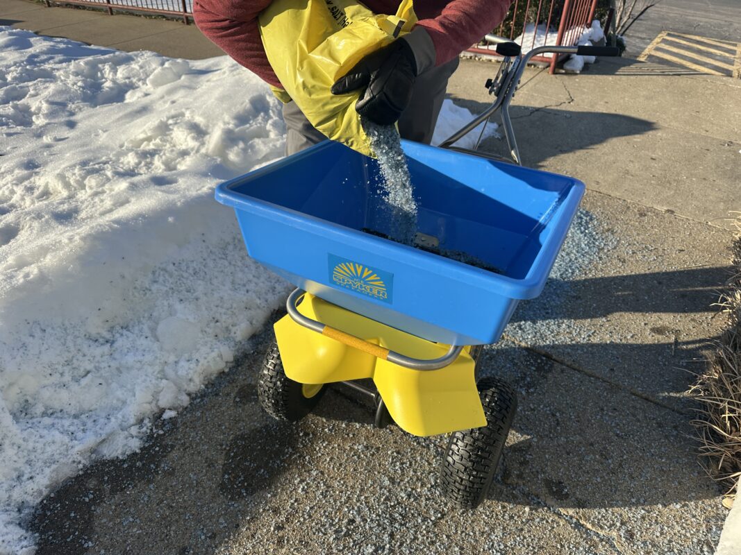 Deicing materials for winter parking lots
